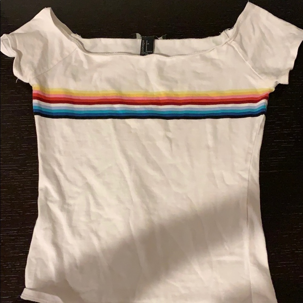 Striped off the shoulder top